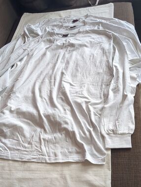 Men's New Bundle Long-Sleeve White Crewneck 100% Cotton Shirt Set Of 3 Size 4X